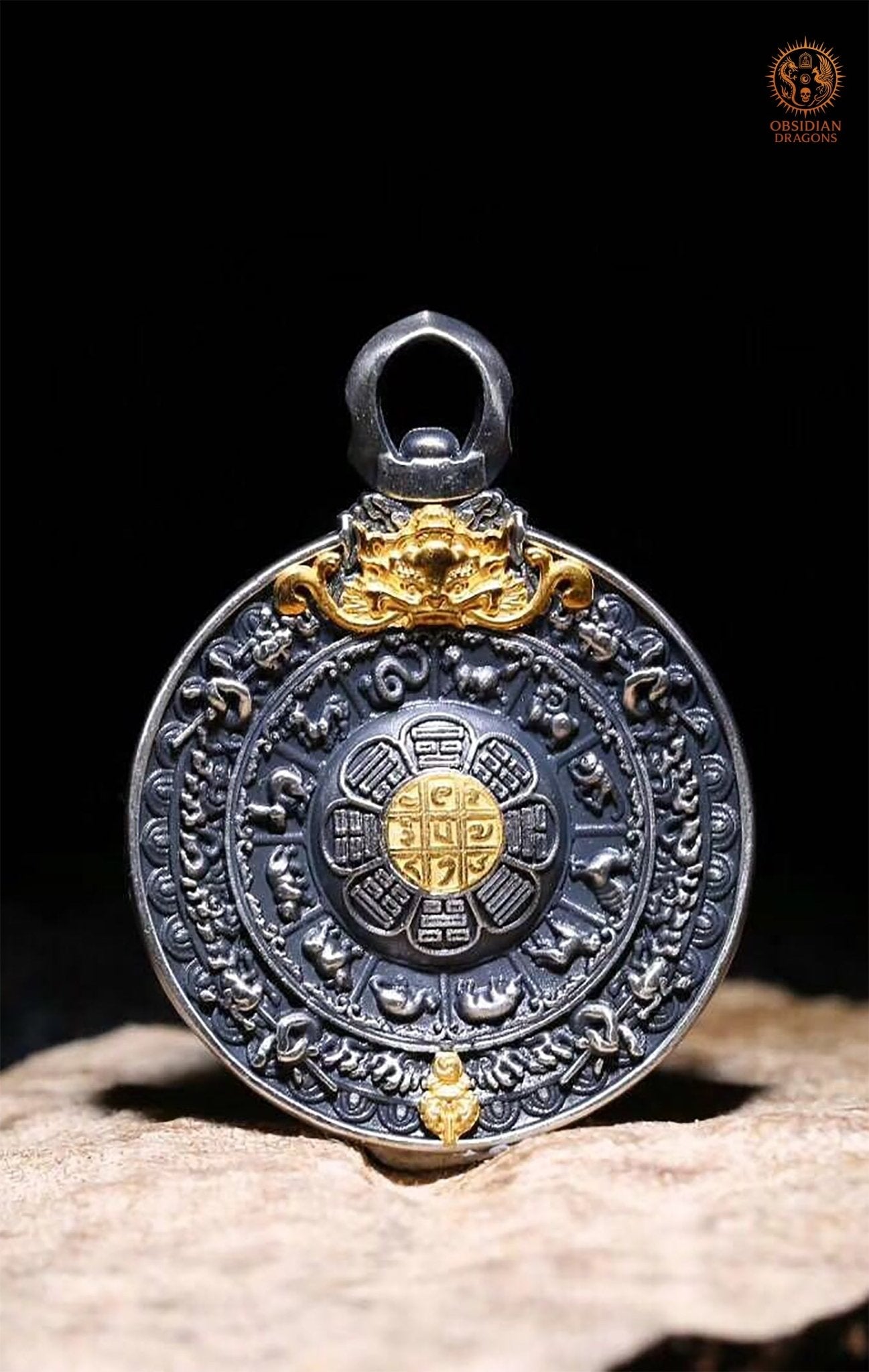 Amulette de Protection Feng Shui – Bagua Luo Pan et Dorjé | obsidian dragons