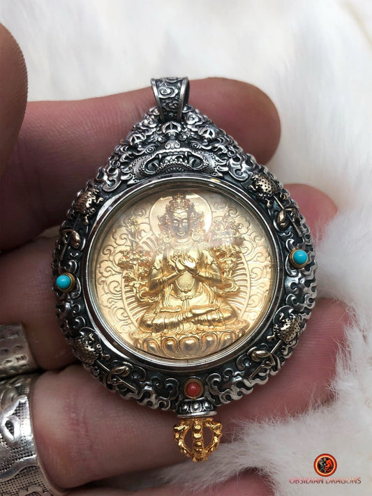 Amulette du Bodhisattva akashagarbha - Protection du Bagua Luo Pan | obsidian dragons