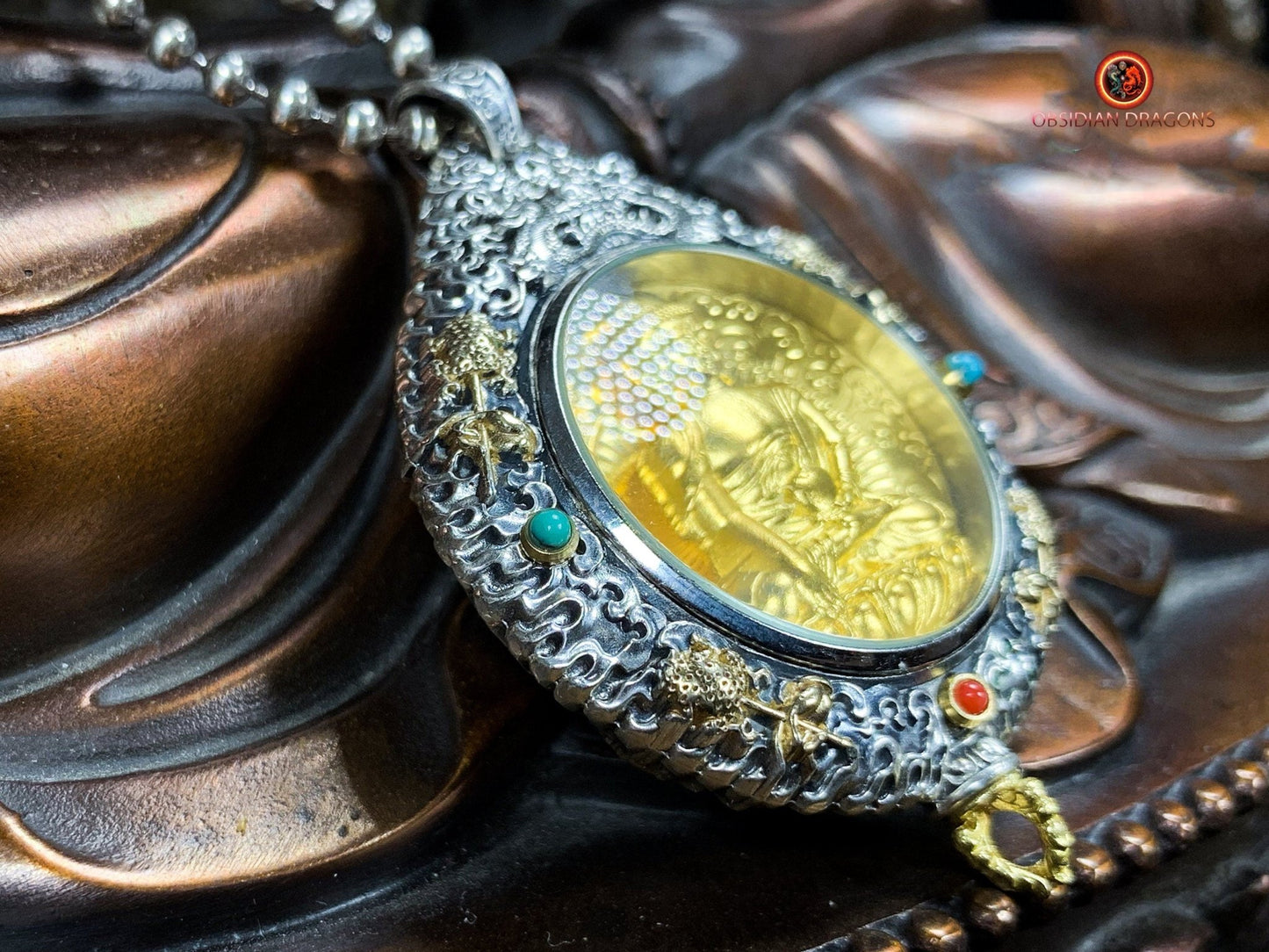 Amulette du Bouddha Médecine - Protection du Bagua Luo Pan | obsidian dragons