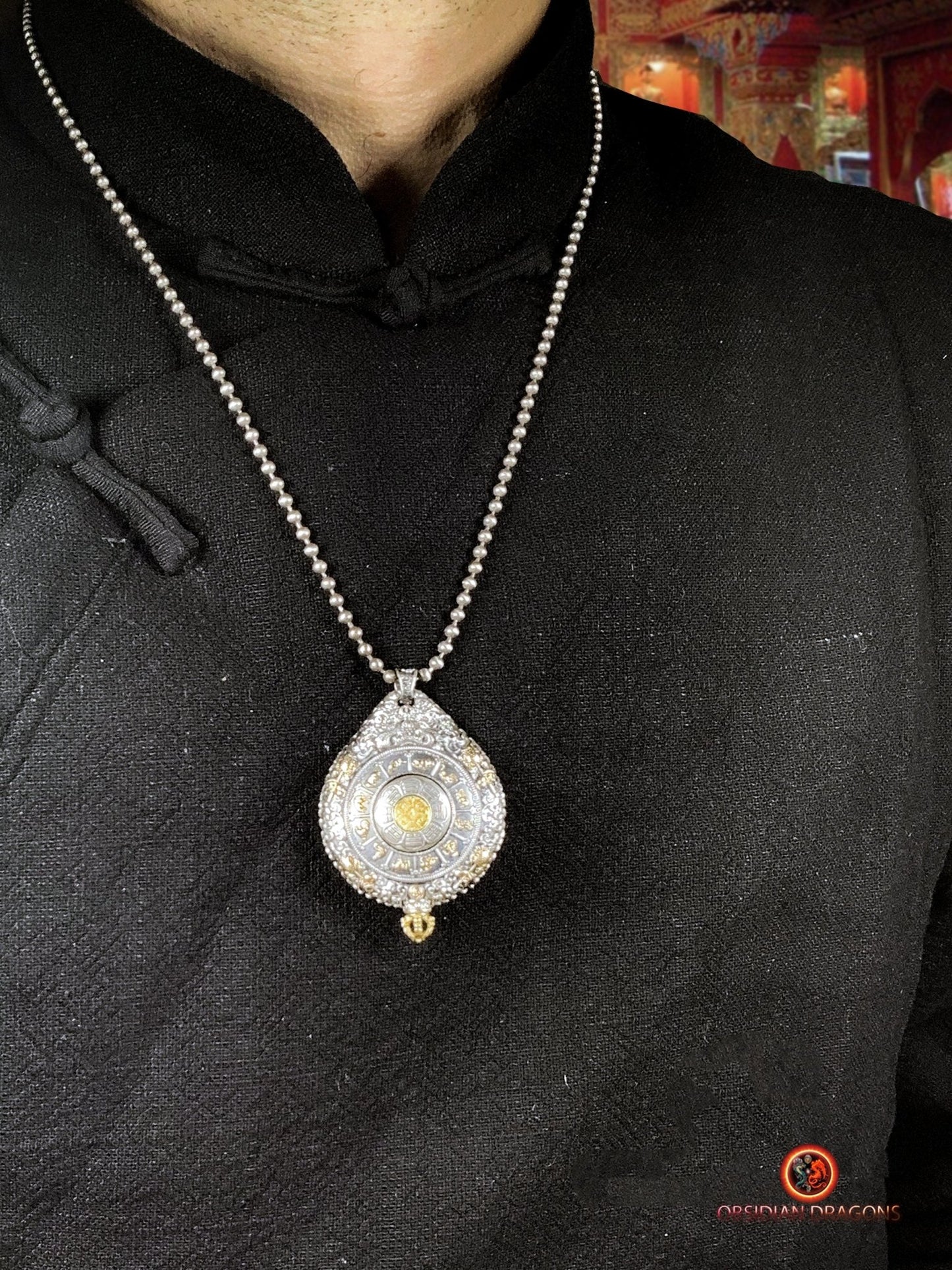 Amulette du Bouddha Médecine - Protection du Bagua Luo Pan | obsidian dragons