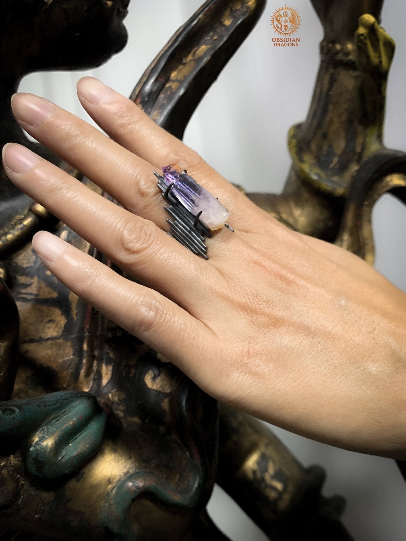 Bague Améthyste et Argent – Pointe d’Améthyste de Vera Cruz | obsidian dragons