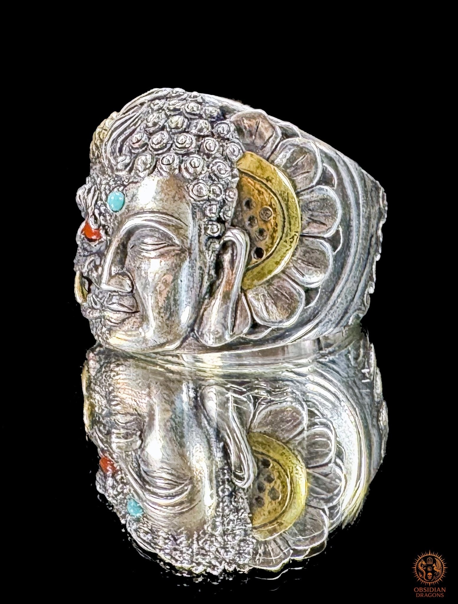 Bague Bouddha de la Dualité – Iconographie Mi Bouddha Mi Démon | obsidian dragons