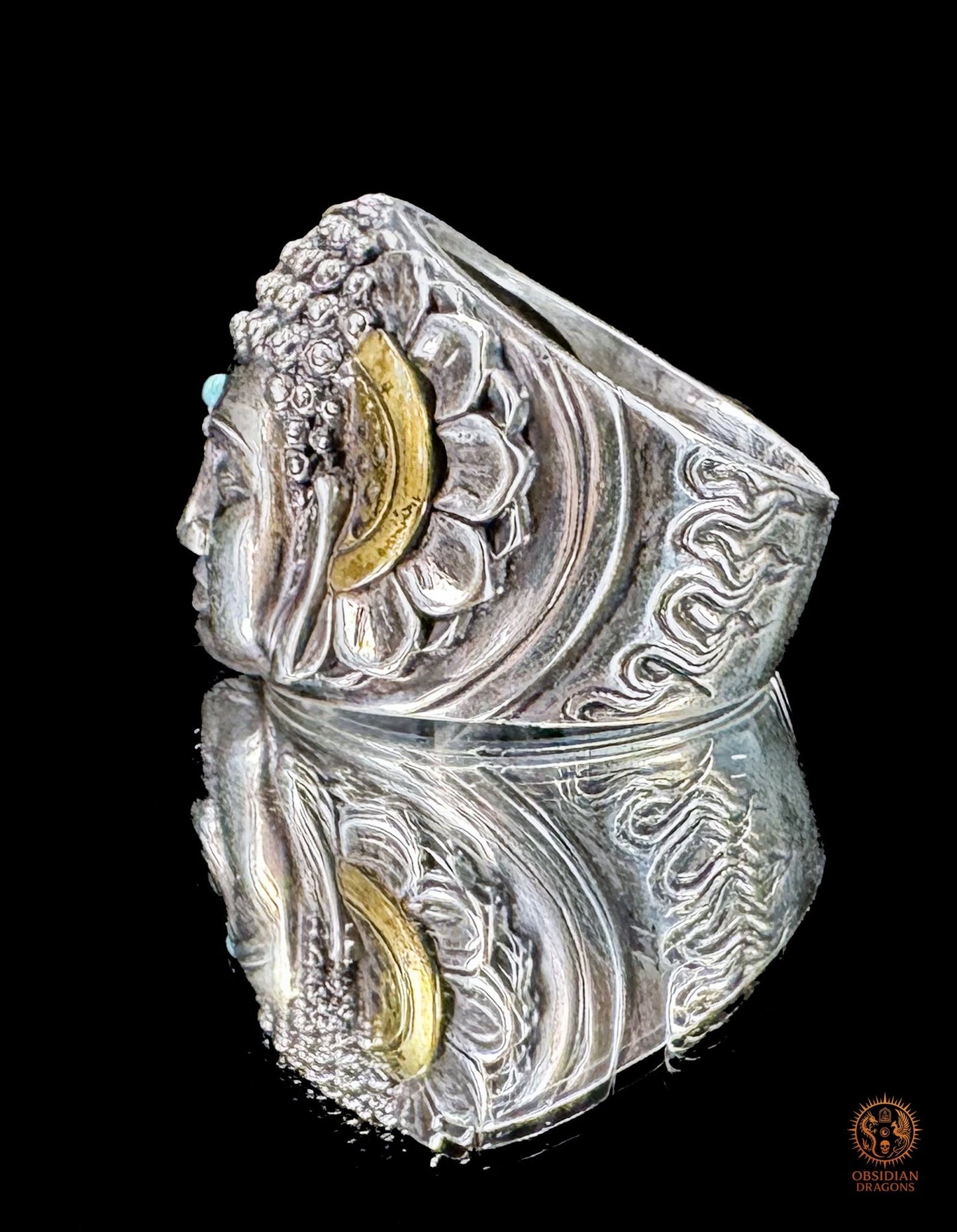 Bague Bouddha de la Dualité – Iconographie Mi Bouddha Mi Démon | obsidian dragons