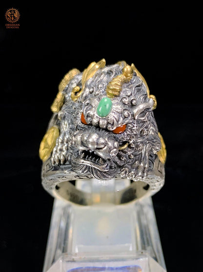 Bague Pixiu en Argent 925 - Talisman Protecteur Feng Shui | obsidian dragons