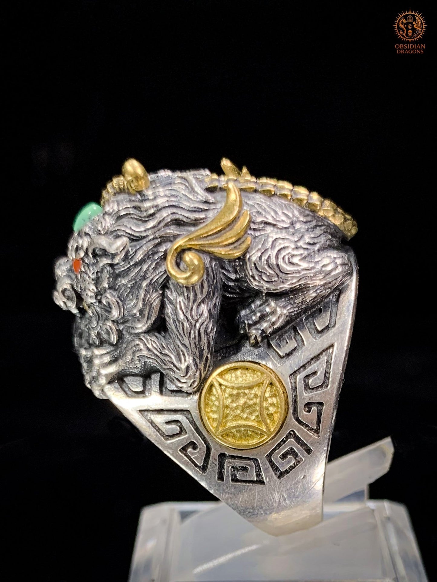 Bague Pixiu en Argent 925 - Talisman Protecteur Feng Shui | obsidian dragons