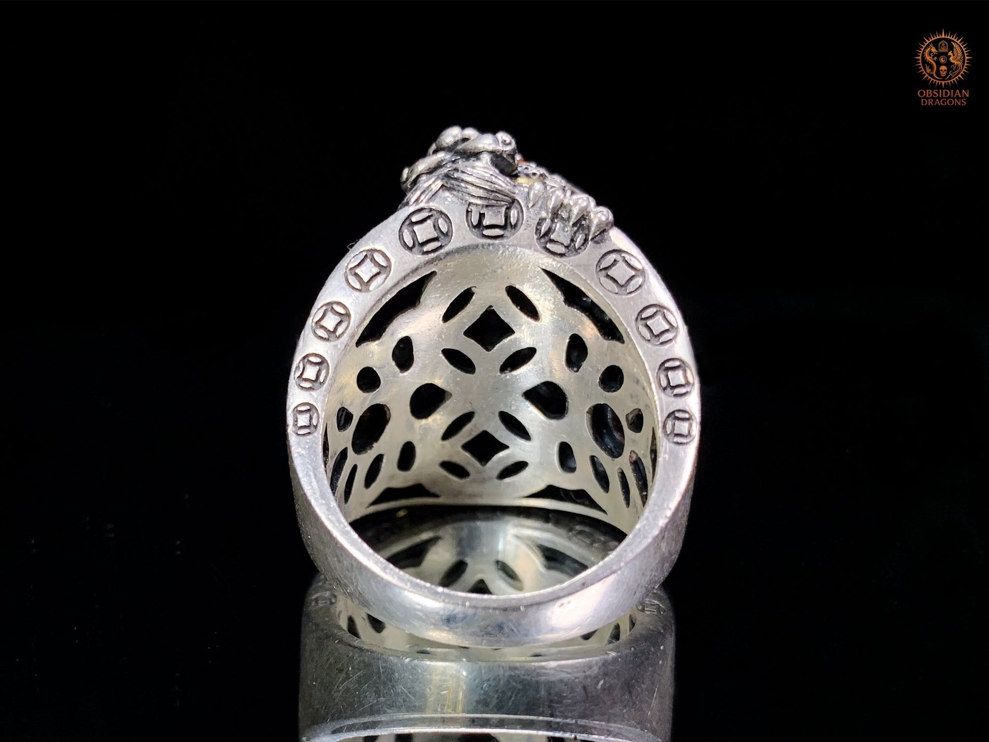 Bague Pixiu en Argent 925 - Talisman Protecteur Feng Shui | obsidian dragons
