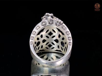 Bague Pixiu en Argent 925 - Talisman Protecteur Feng Shui | obsidian dragons