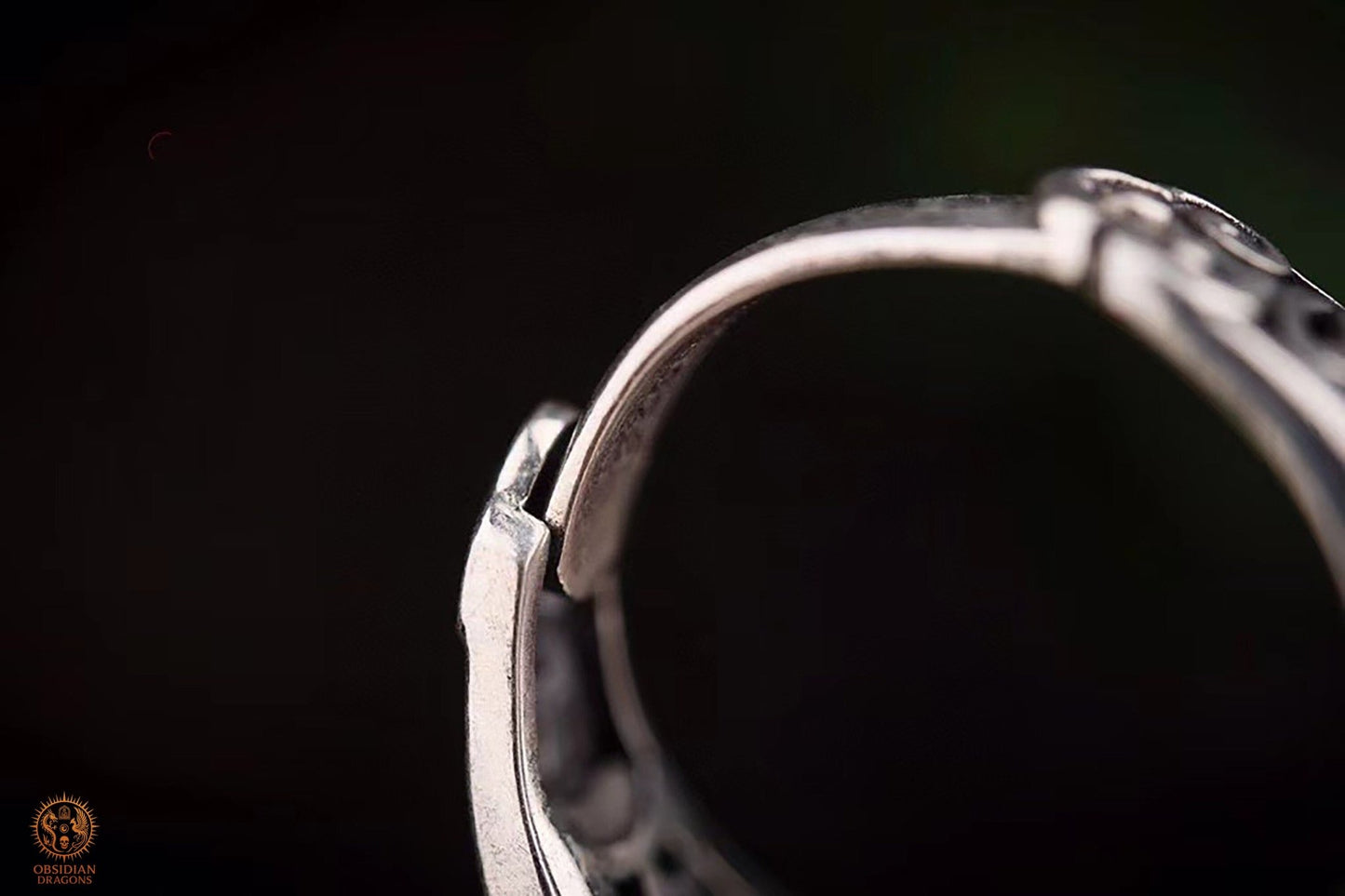 Bague Tibétaine en Argent 925 – Lions Protecteurs & Dzi | obsidian dragons