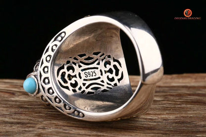 Bague tibétaine- inspiration DZI à 3 yeux | obsidian dragons