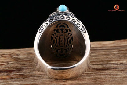 Bague tibétaine- inspiration DZI à 3 yeux | obsidian dragons