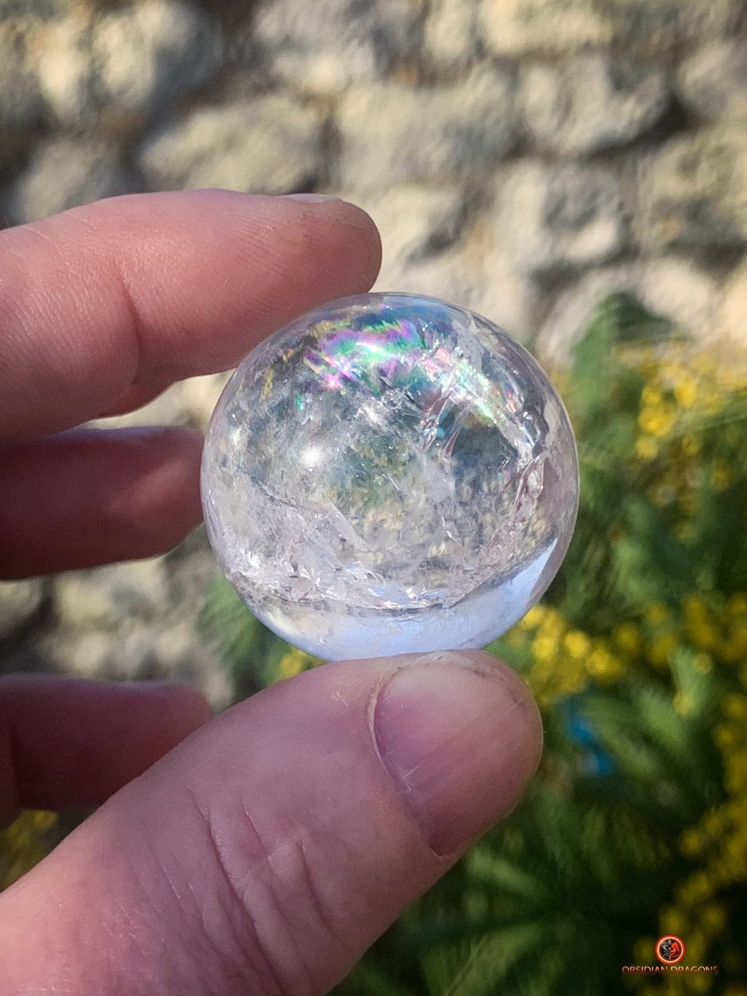 Boule de Cristal de Roche Naturelle - Reflets Arc en Ciel - Unique | obsidian dragons