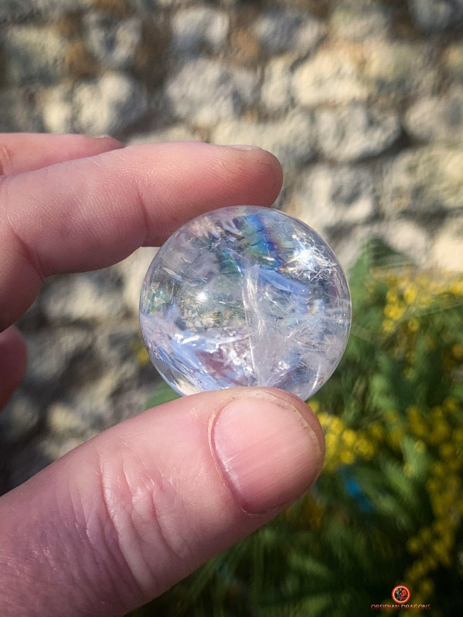 Boule de Cristal de Roche Naturelle - Reflets Arc en Ciel - Unique | obsidian dragons