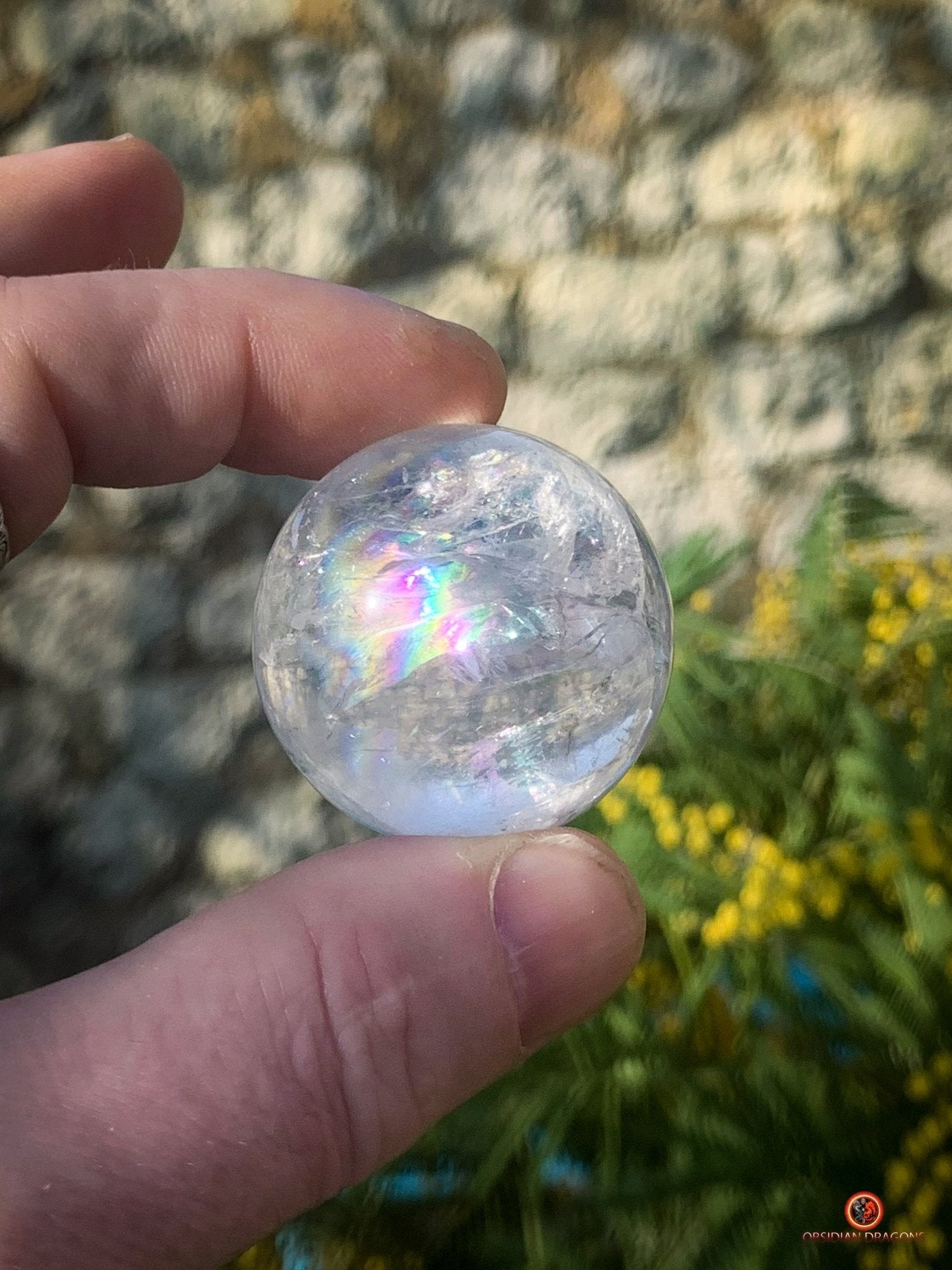 Boule de Cristal de Roche Naturelle - Reflets Arc en Ciel - Unique | obsidian dragons