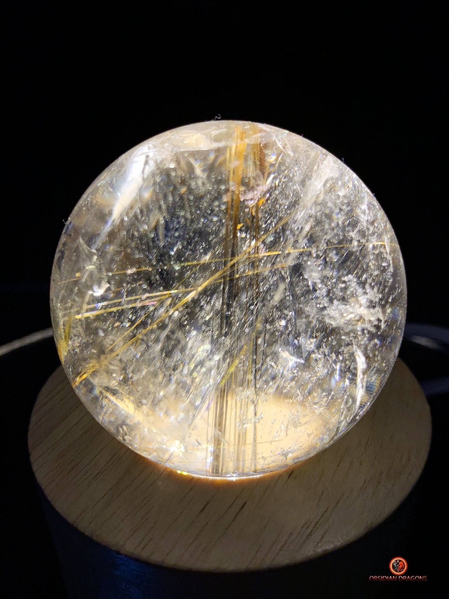 Boule de Quartz Rutile - Inclusions de Chlorites et Givres | obsidian dragons
