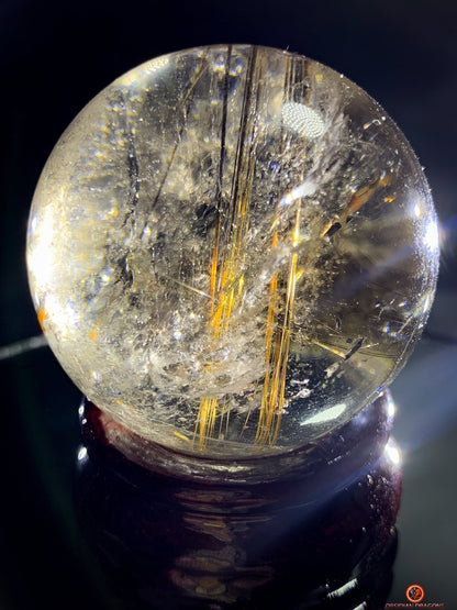 Boule de Quartz Rutile - Inclusions de Chlorites et Givres | obsidian dragons