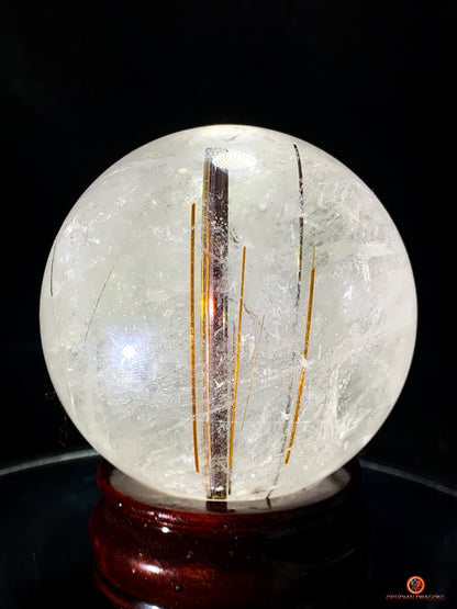 Boule de cristal de roche - inclusions de tourmalines et rutiles | obsidian dragons