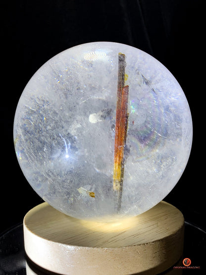 Boule de cristal de roche naturelle - Inclusions de tourmaline | obsidian dragons
