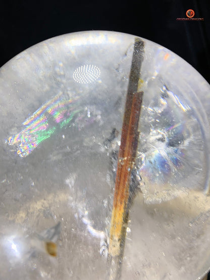 Boule de cristal de roche naturelle - Inclusions de tourmaline | obsidian dragons