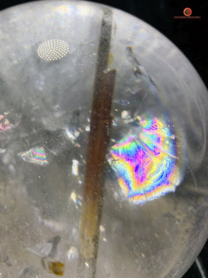 Boule de cristal de roche naturelle - Inclusions de tourmaline | obsidian dragons