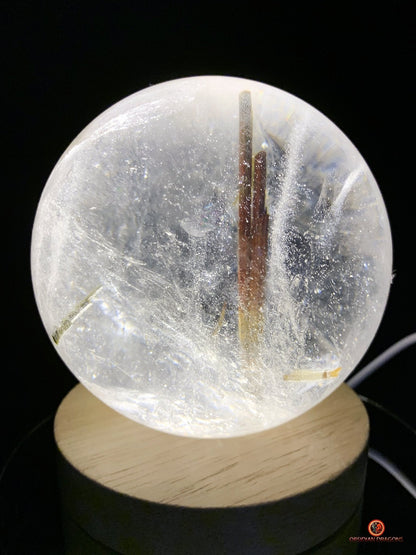 Boule de cristal de roche naturelle - Inclusions de tourmaline | obsidian dragons