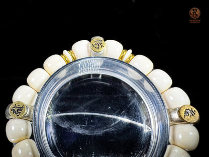 Bracelet bouddhiste en ivoire de mammouth – 3 Bouddhas célestes | obsidian dragons