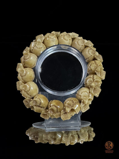 Bracelet crânes en os de buffle – Memento mori artisanal | obsidian dragons