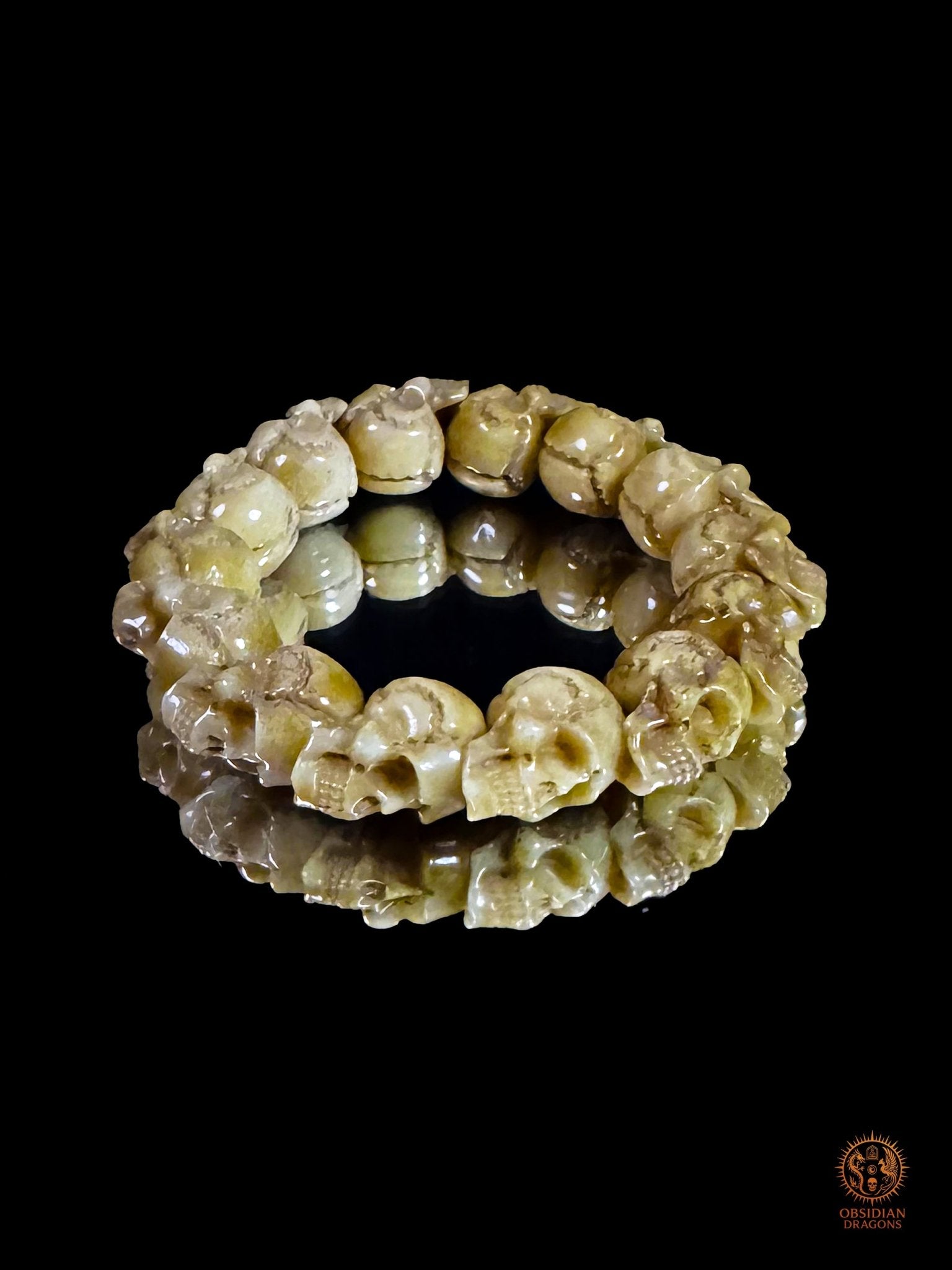 Bracelet crânes en os de buffle – Memento mori artisanal | obsidian dragons