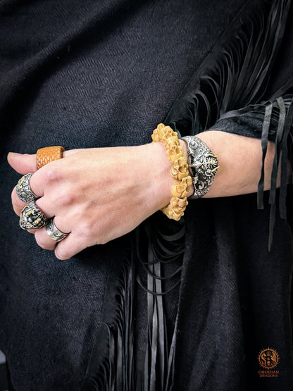 Bracelet crânes en os de buffle – Memento mori artisanal