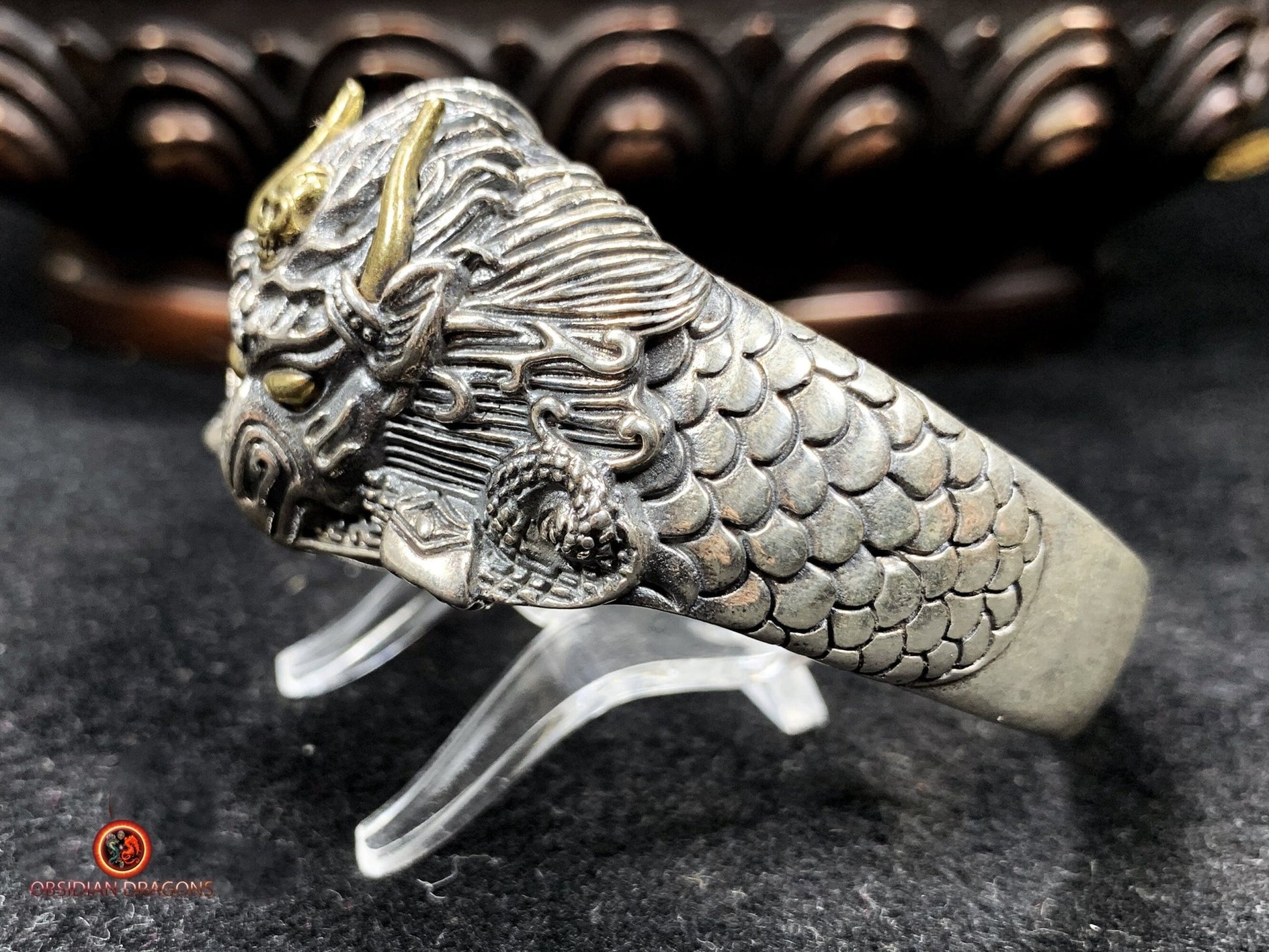 Bracelet Bouddhiste en argent - Garuda - Briser les obstacles | obsidian dragons