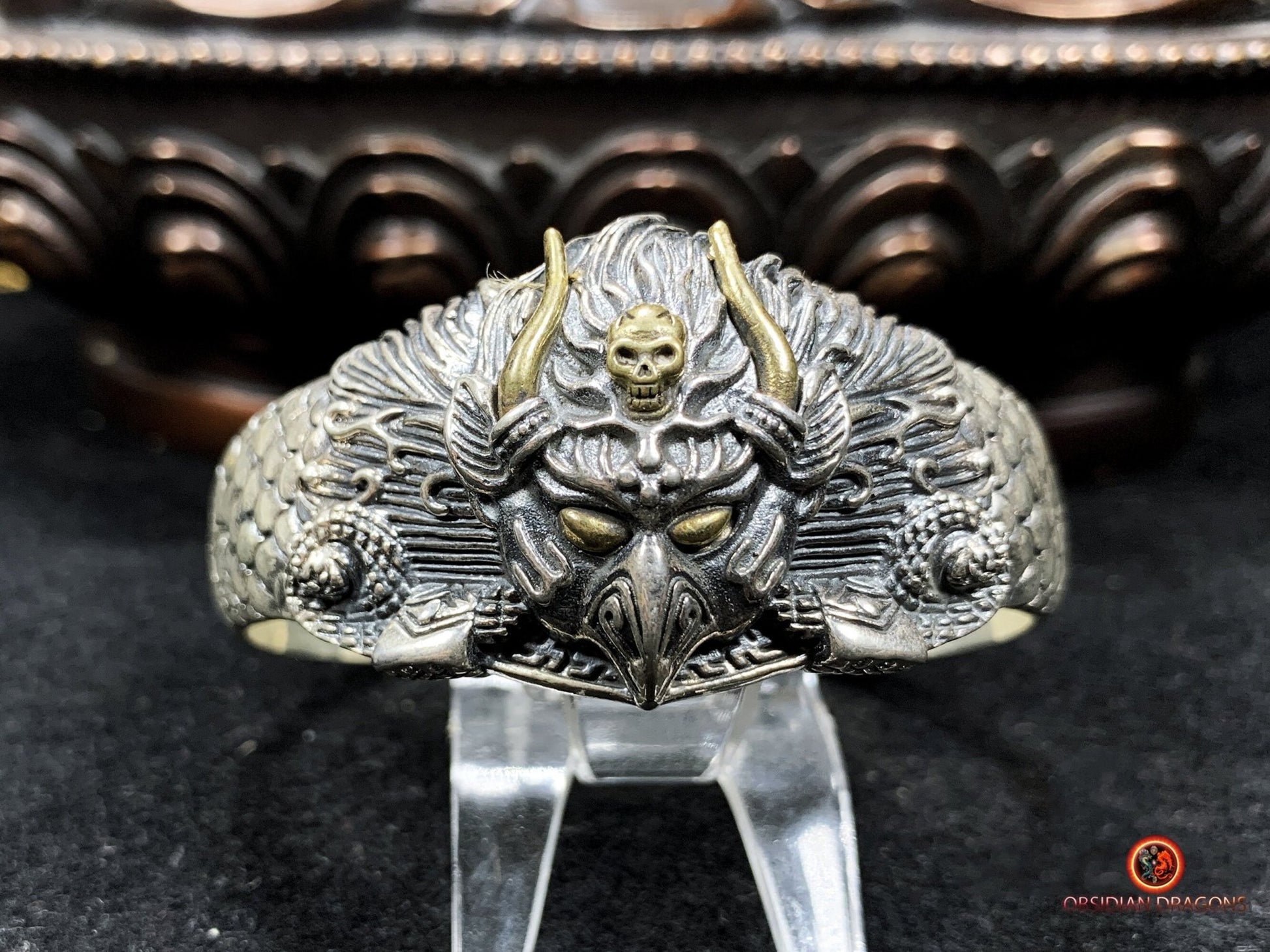 Bracelet Bouddhiste en argent - Garuda - Briser les obstacles | obsidian dragons