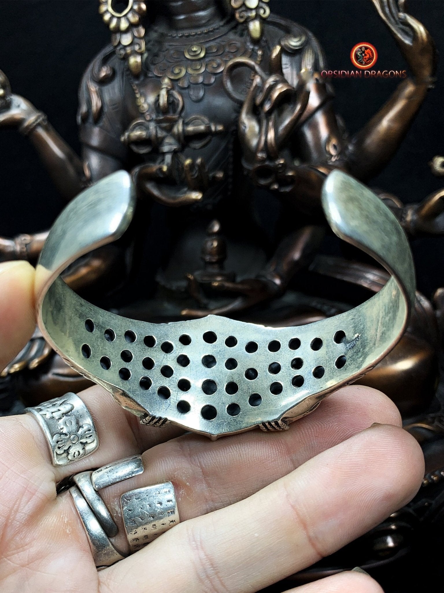 Bracelet Bouddhiste en argent - Garuda - Briser les obstacles | obsidian dragons