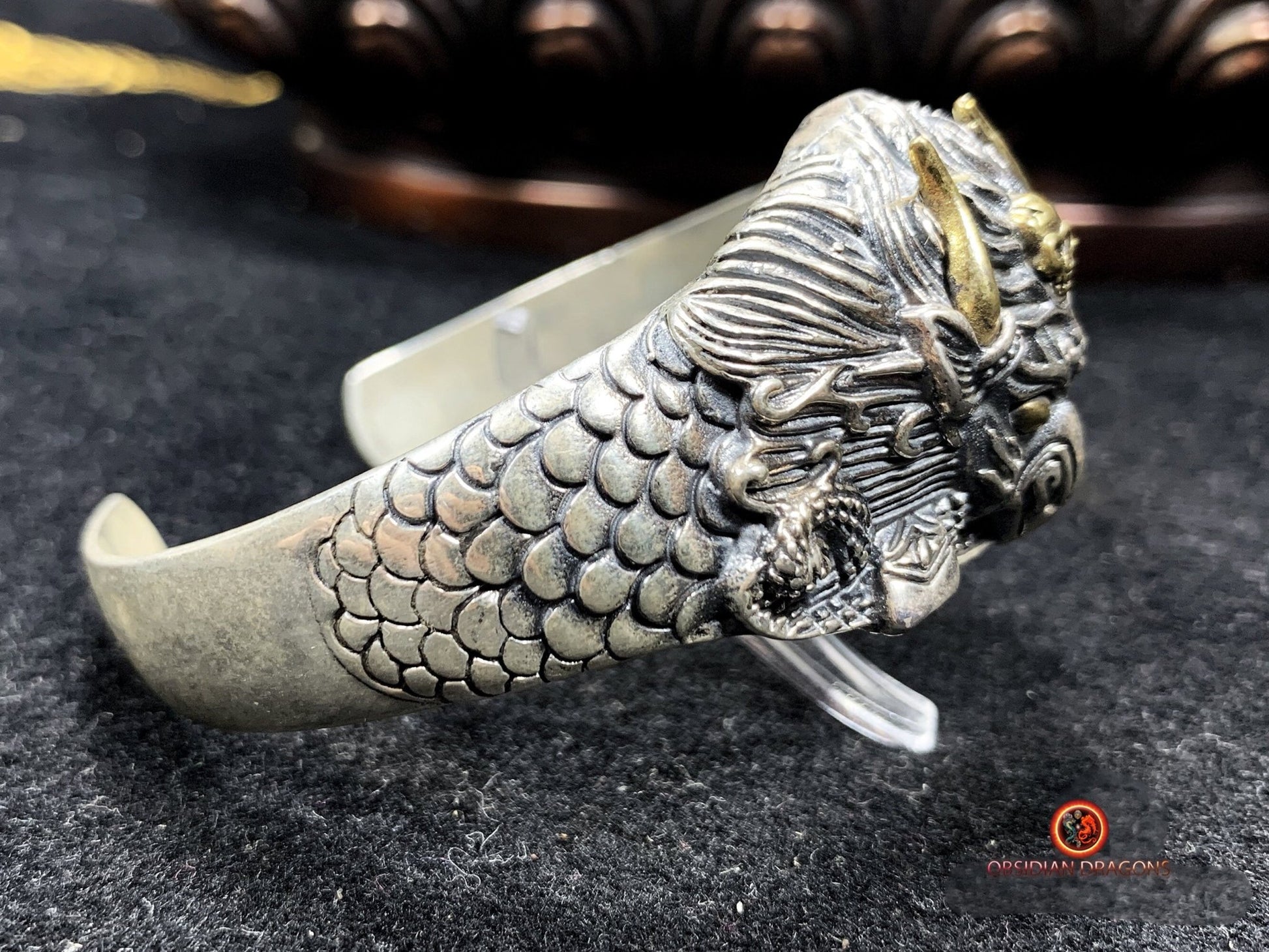 Bracelet Bouddhiste en argent - Garuda - Briser les obstacles | obsidian dragons