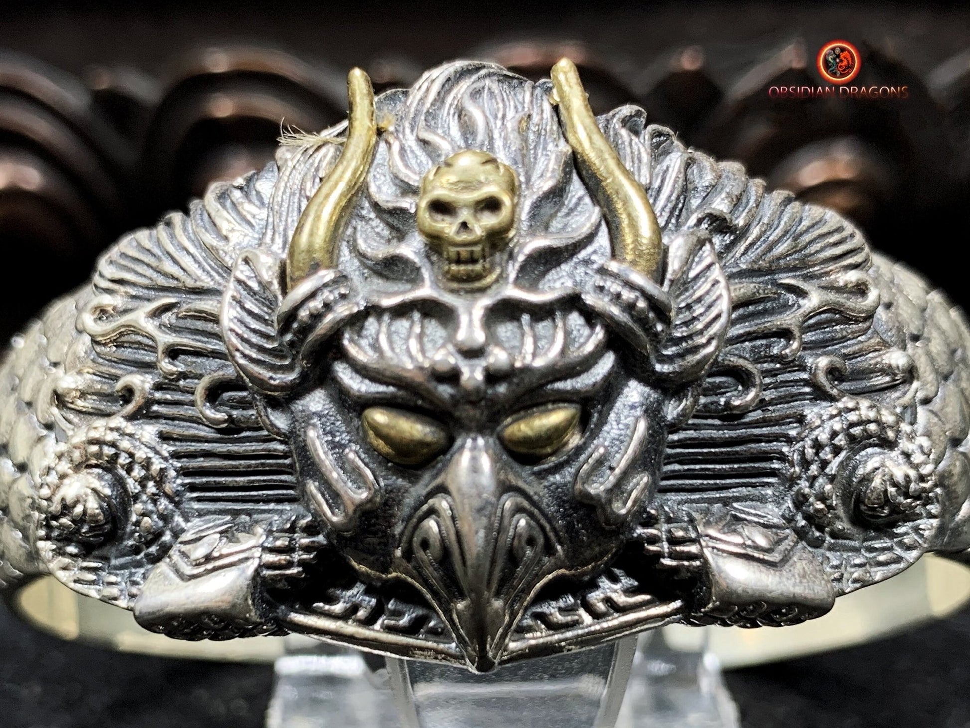 Bracelet Bouddhiste en argent - Garuda - Briser les obstacles | obsidian dragons