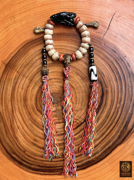 Bracelet Chamanique-Cobra et os-Rituel tantrique Himalayen | obsidian dragons