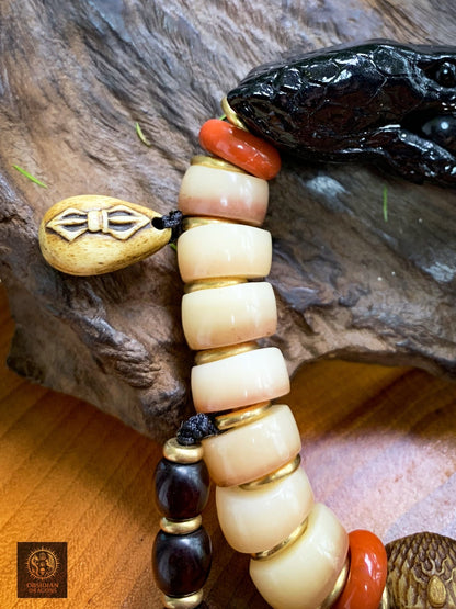 Bracelet Chamanique-Cobra et os-Rituel tantrique Himalayen | obsidian dragons