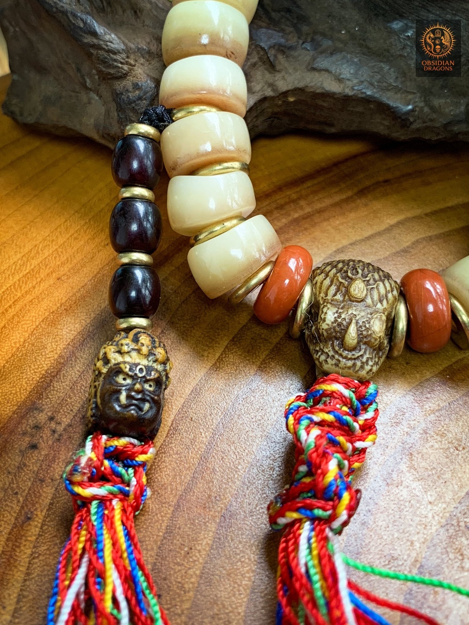 Bracelet Chamanique-Cobra et os-Rituel tantrique Himalayen | obsidian dragons