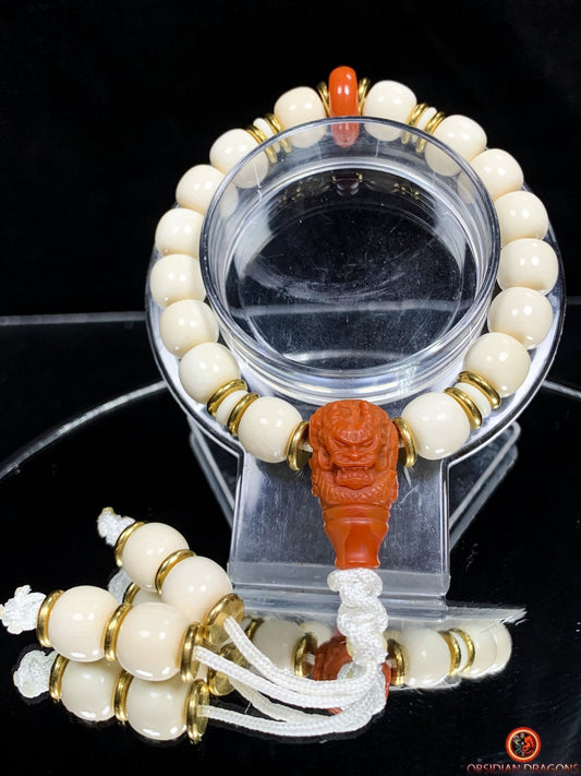 Bracelet Dragon en Ivoire de Mammouth et Agate Nan Hong | obsidian dragons