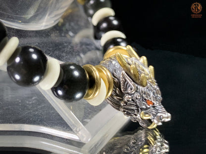 Bracelet Dragon en Obsidienne Œil Céleste, Jade et argent | obsidian dragons