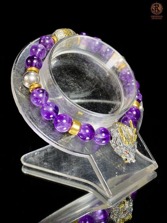 Bracelet Dragon en Améthyste et Argent 925 | obsidian dragons