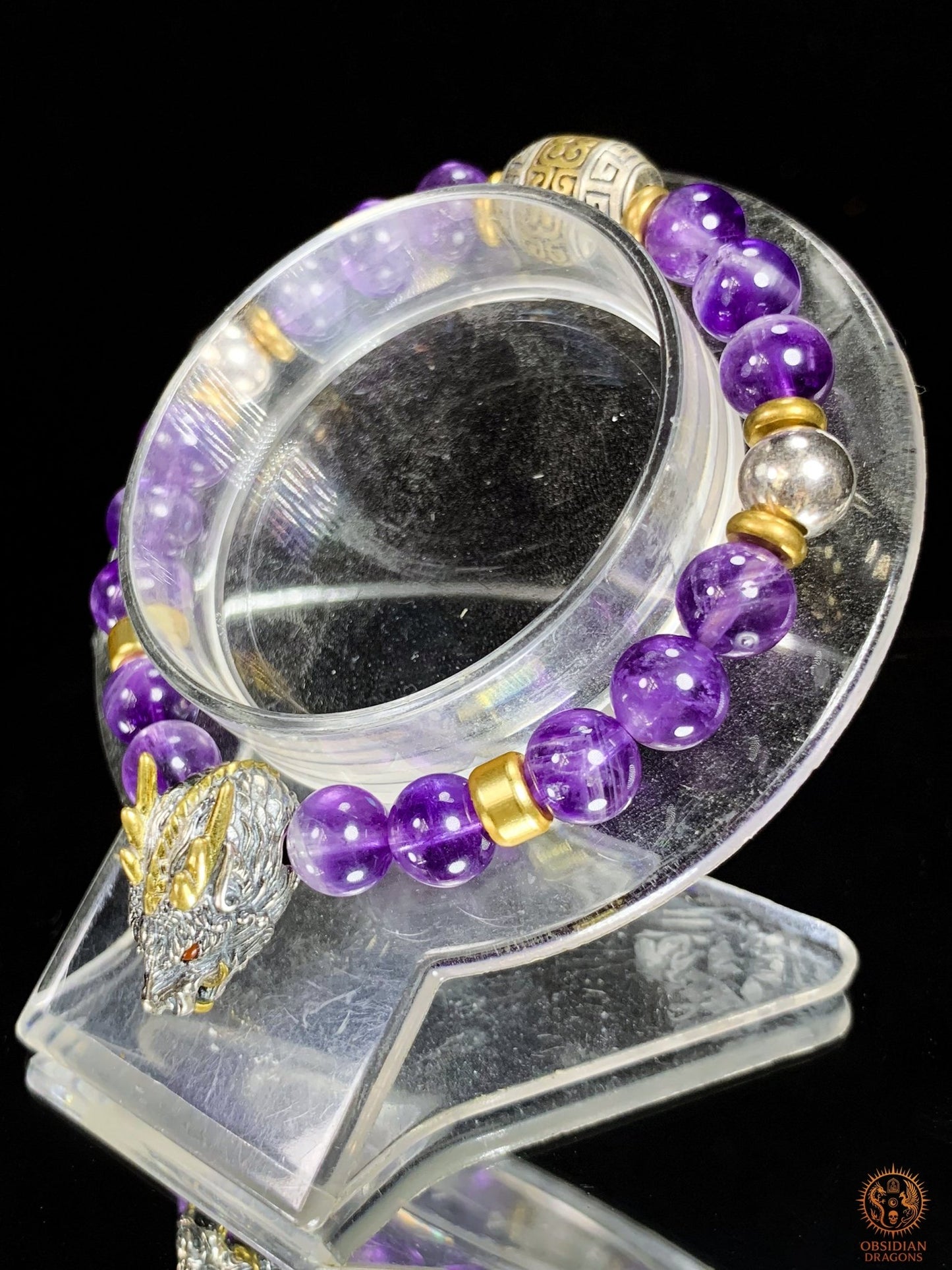 Bracelet Dragon en Améthyste et Argent 925 | obsidian dragons