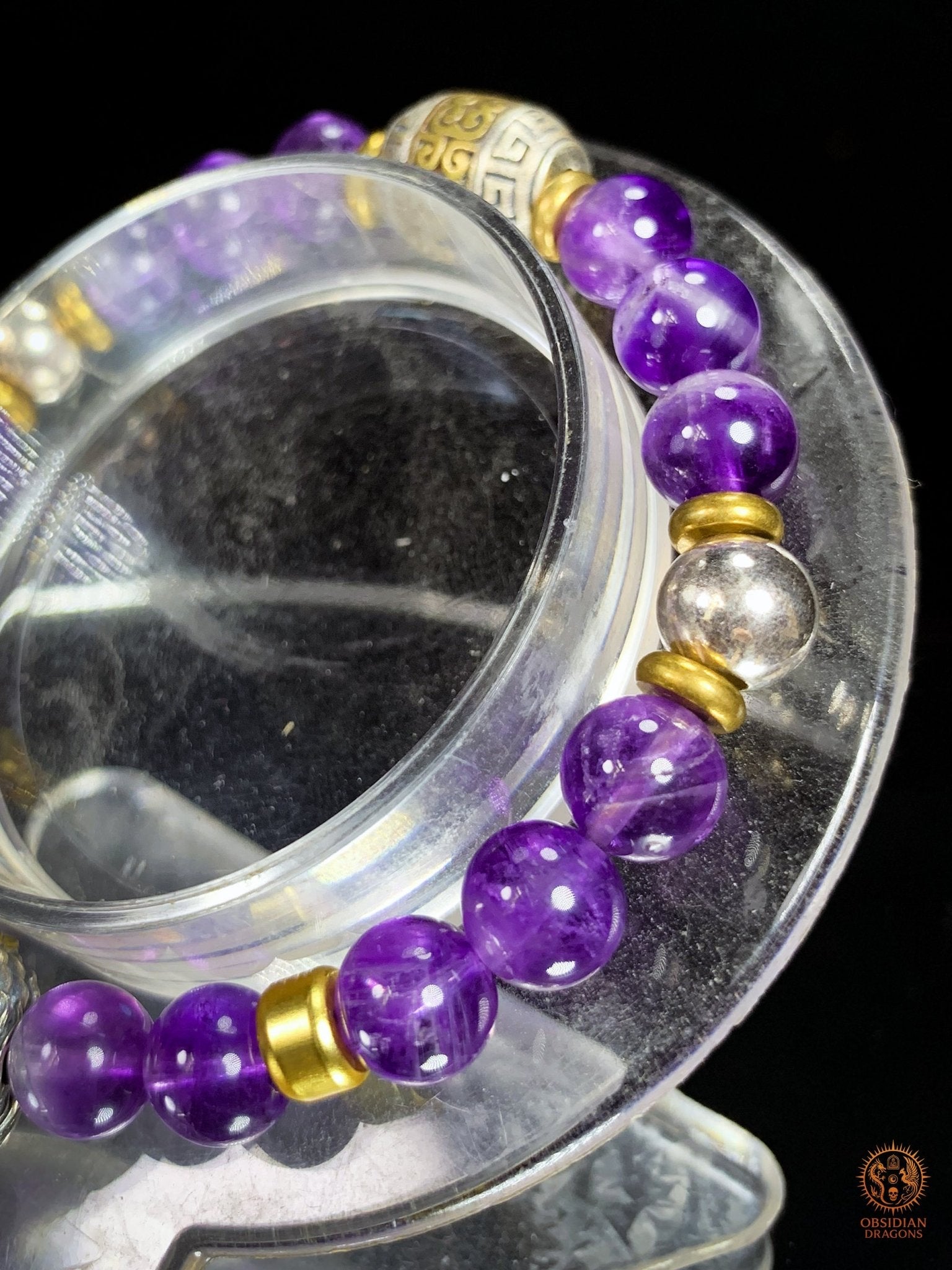Bracelet Dragon en Améthyste et Argent 925 | obsidian dragons
