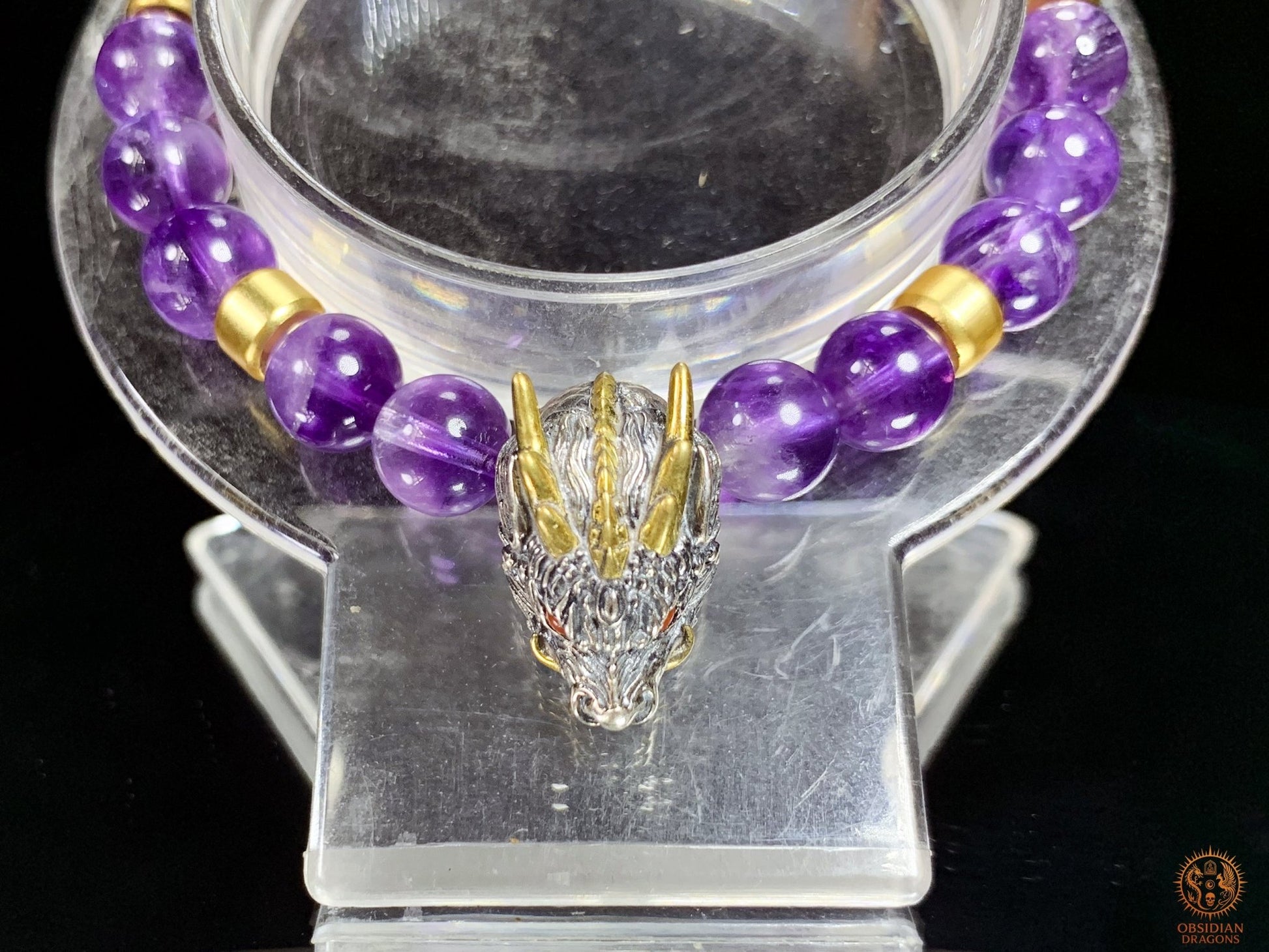 Bracelet Dragon en Améthyste et Argent 925 | obsidian dragons