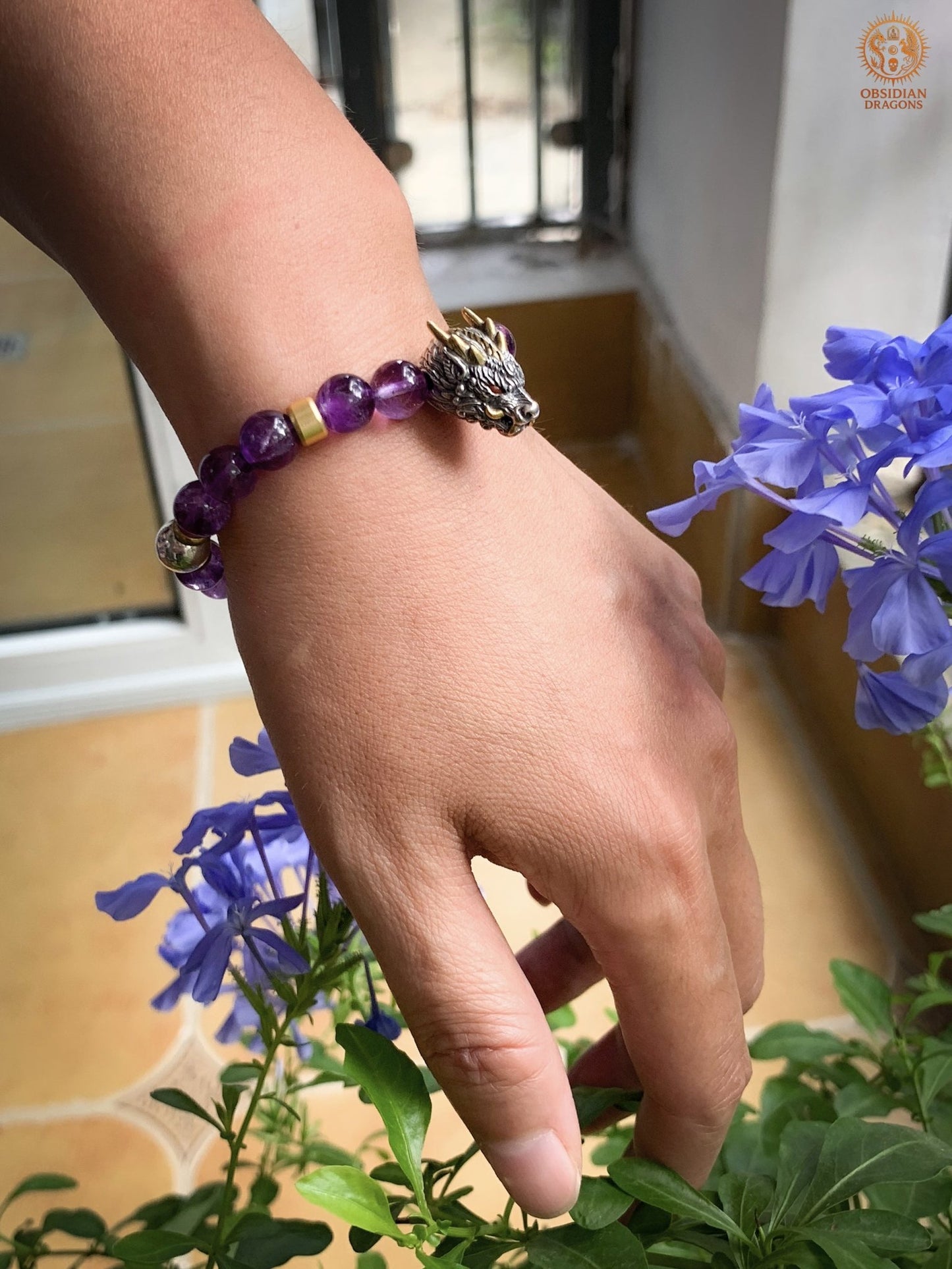 Bracelet Dragon en Améthyste et Argent 925 | obsidian dragons