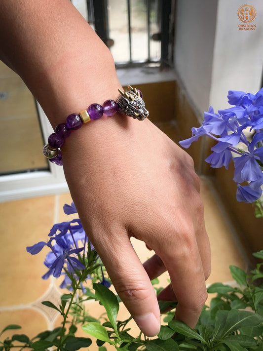 Bracelet Dragon en Améthyste et Argent 925 | obsidian dragons