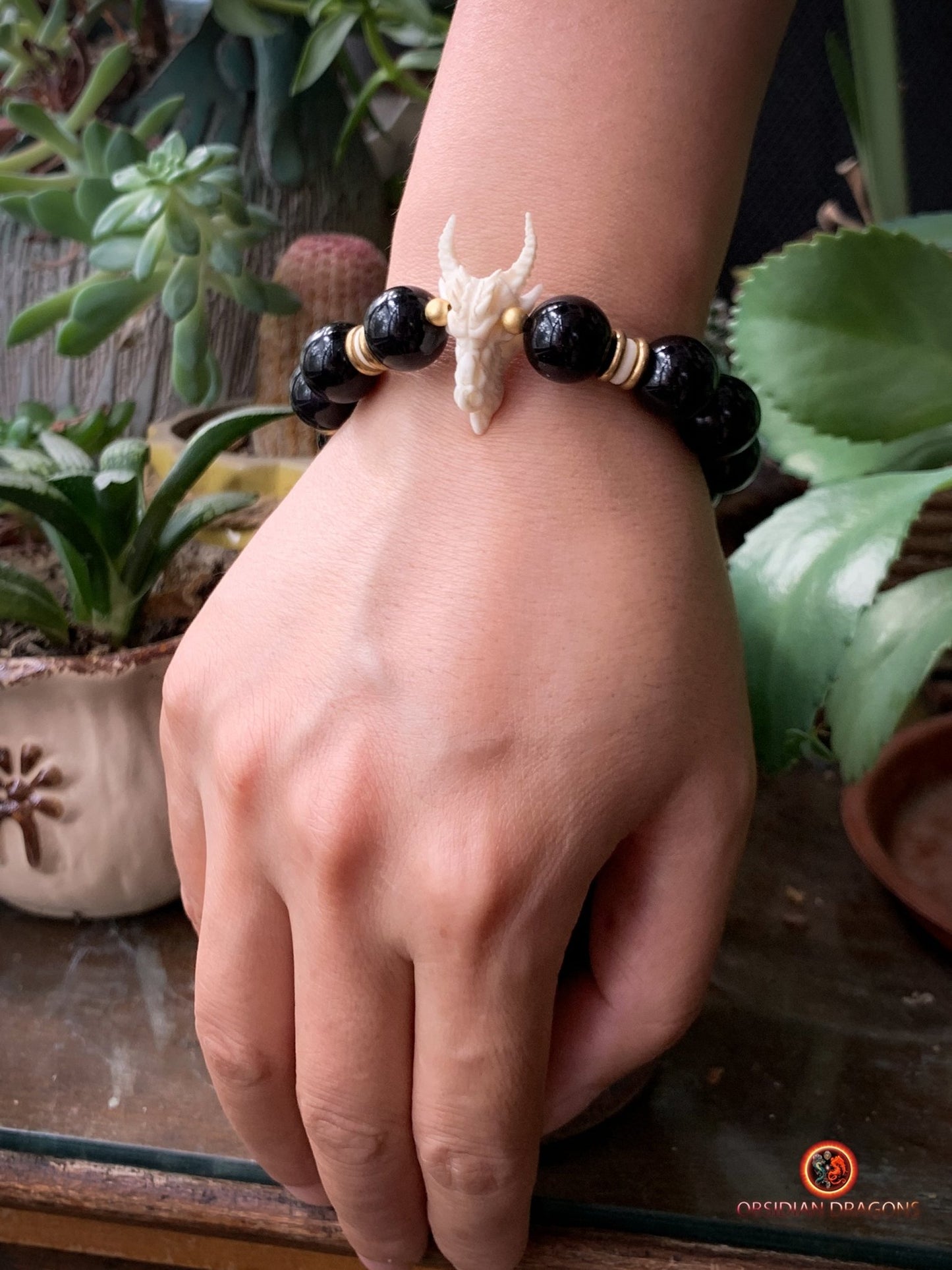 Bracelet Dragon en obsidienne - Protection Feng Shui | obsidian dragons