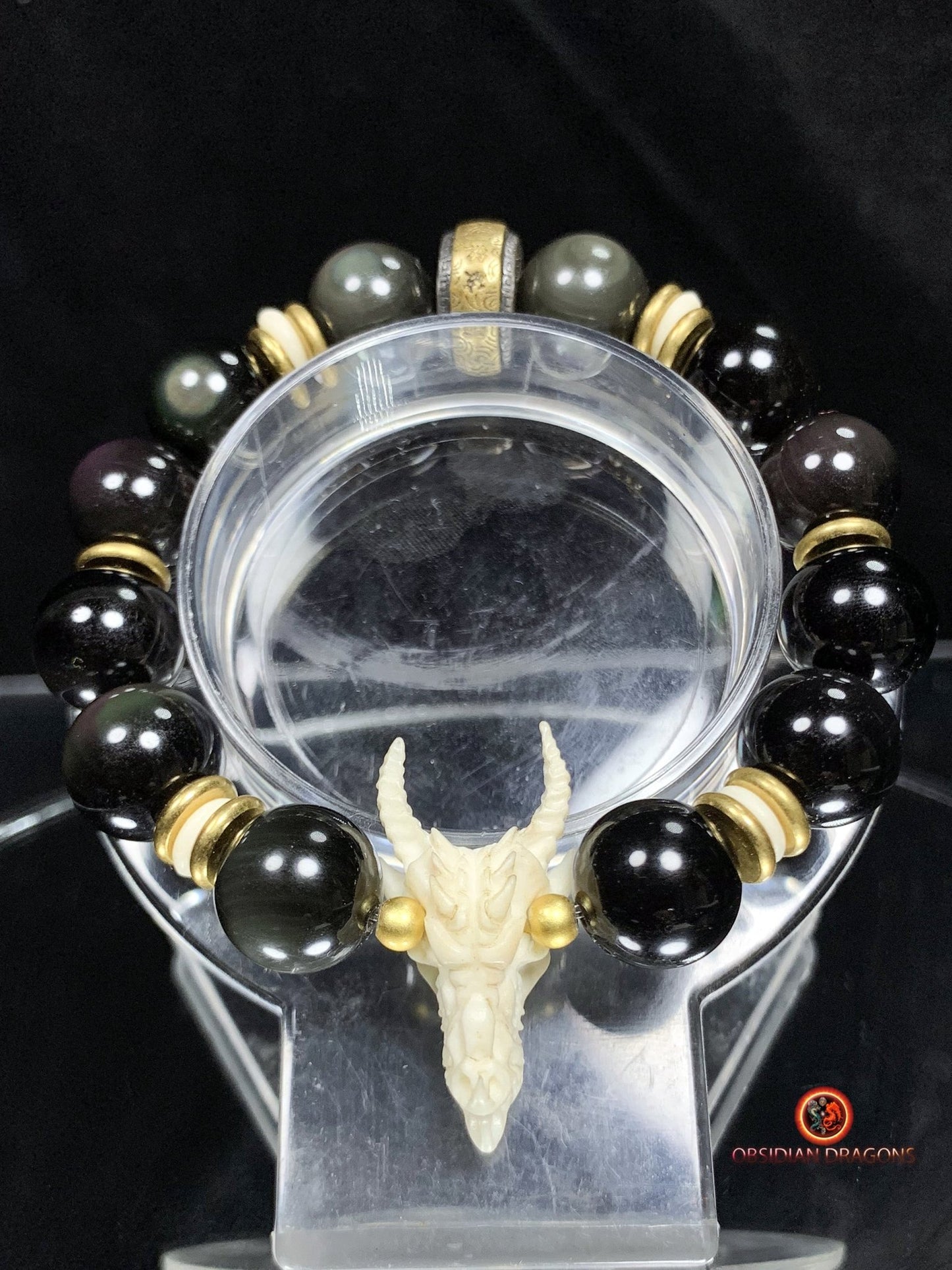 Bracelet Dragon en obsidienne - Protection Feng Shui | obsidian dragons