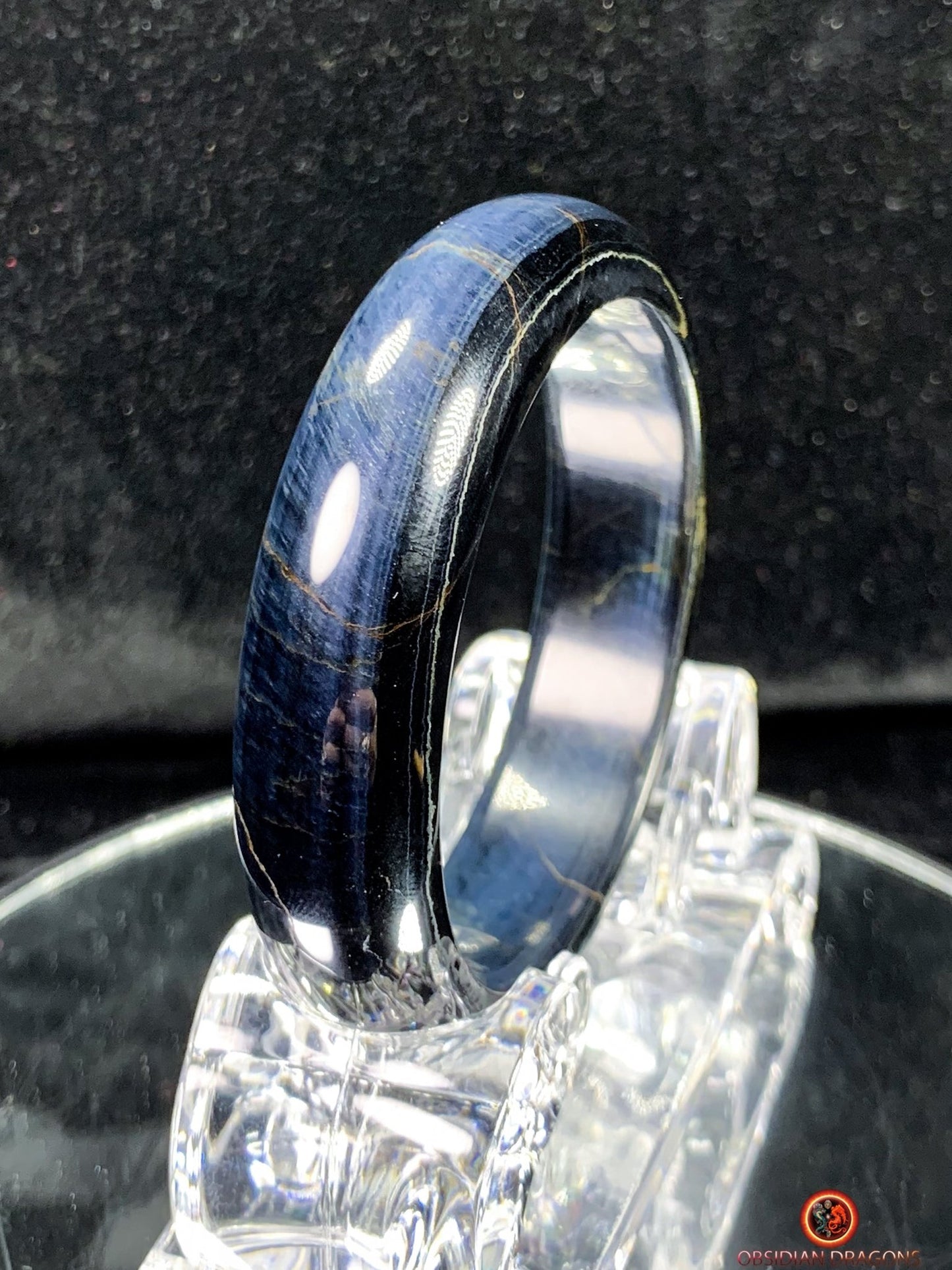 Bracelet Jonc en Œil de Faucon naturel - Pierre Certifiée | obsidian dragons