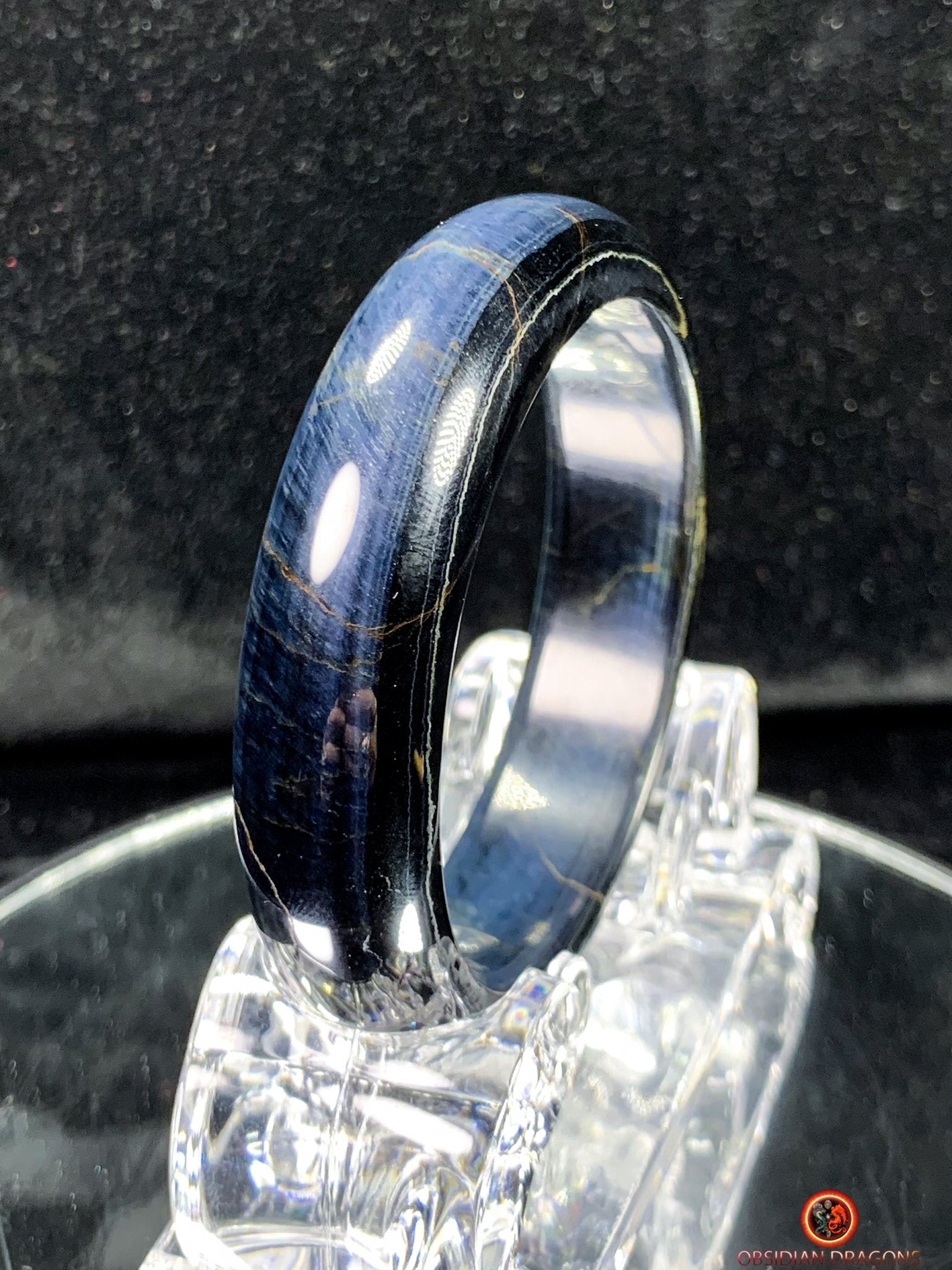 Bracelet Jonc en Œil de Faucon naturel - Pierre Certifiée | obsidian dragons