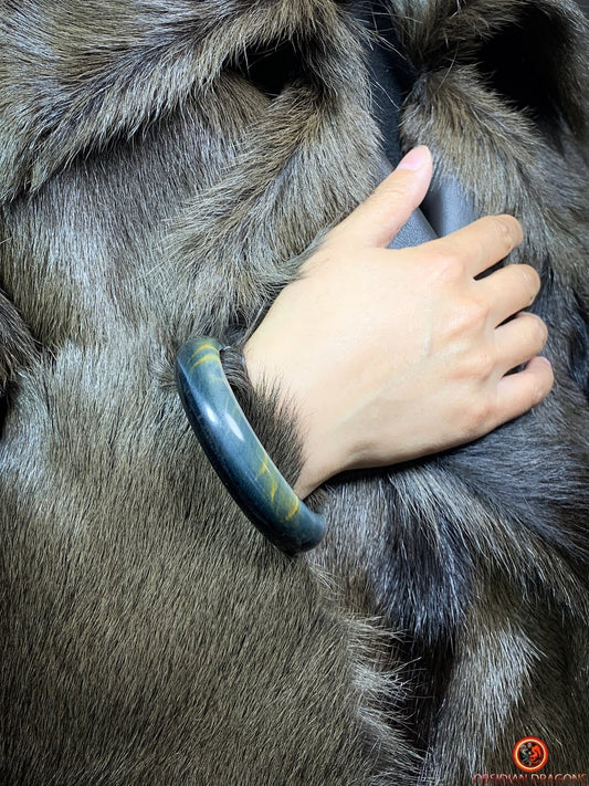 Bracelet Jonc en Œil de Faucon - Bijou Certifié Naturel | obsidian dragons
