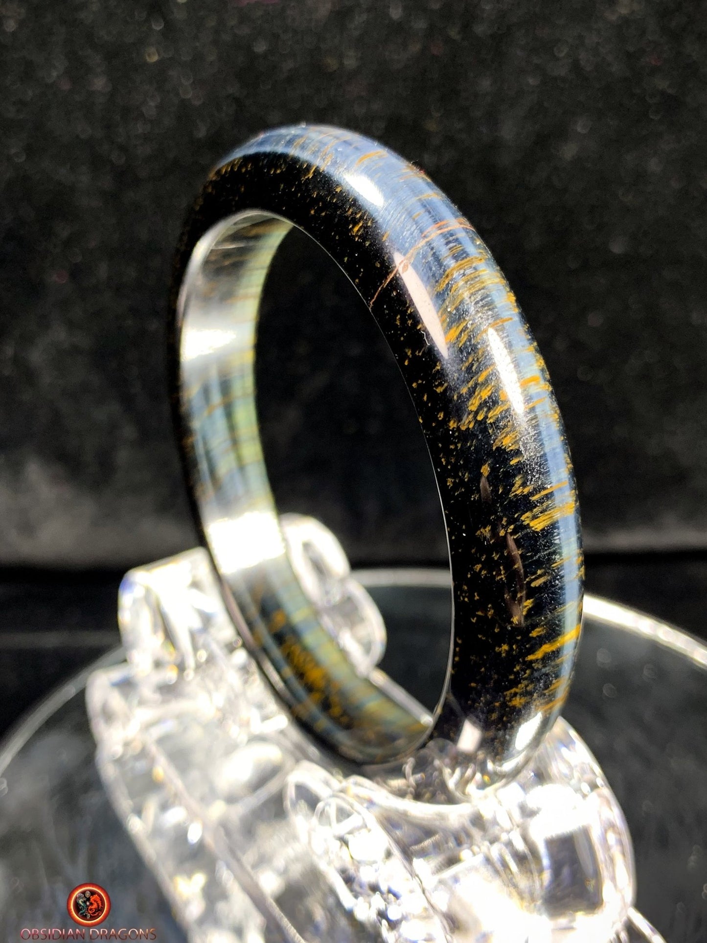 Bracelet Jonc en Œil de Faucon Naturel - Brillance et Harmonie | obsidian dragons